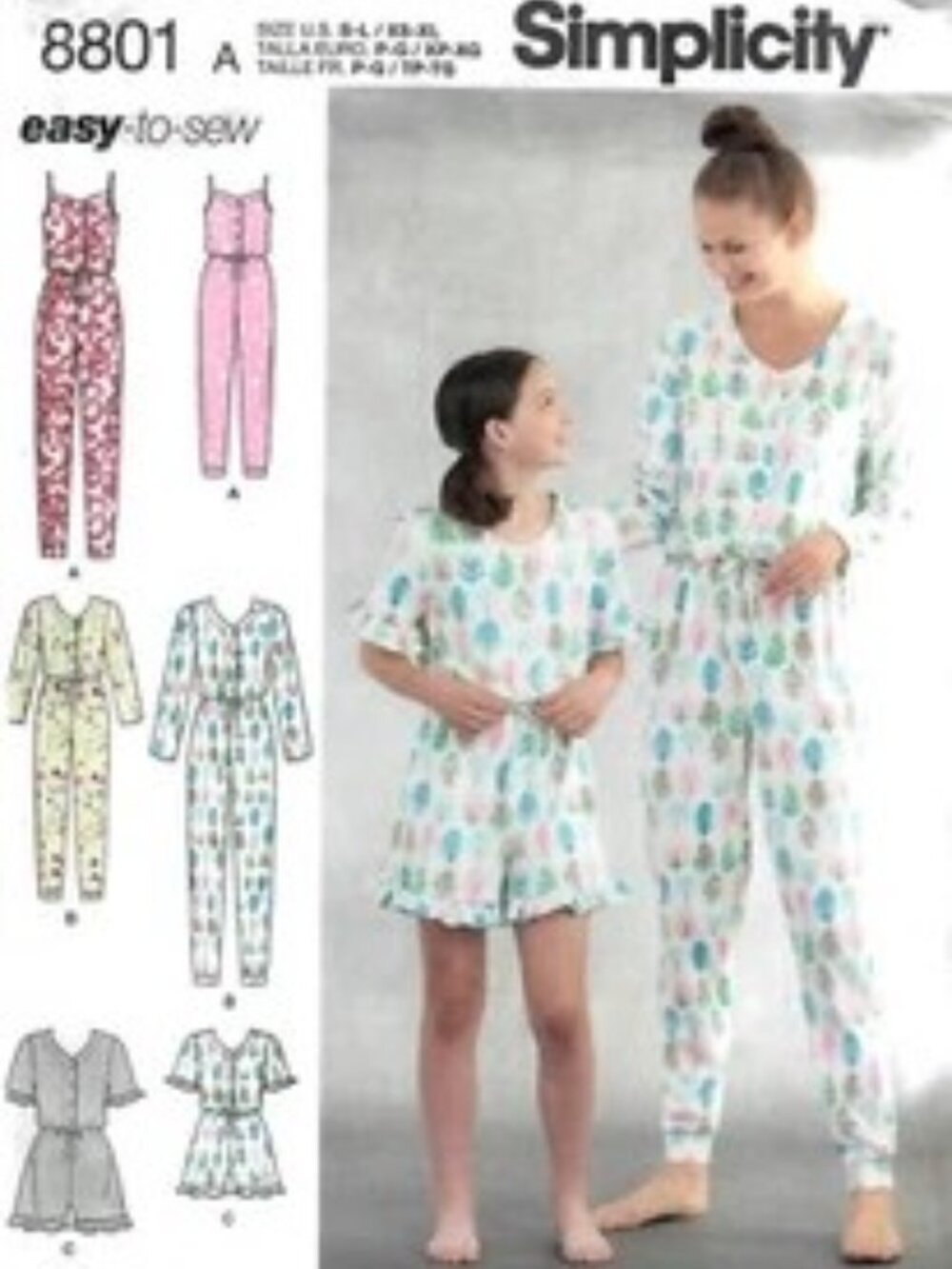 Simplicity 8801 Sewing Girls' and Misses' Knit Jumpsuit Or Romper Pajamas